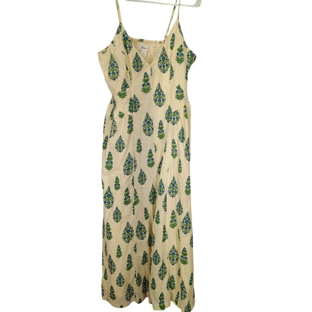 Japna Womens XL Spaghetti Strap Maxi Dress With‎ Blue & Green Floral Print